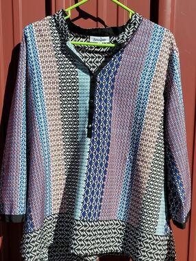 Serengeti Blue Multi-Stripe Geometric Tunic